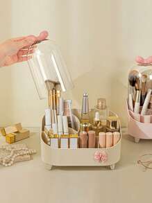 1/2/4/5/20 piezas Cajas de almacenamiento portátiles de moda, estantería con cubierta transparente para aparador, dispensador de gran capacidad para el baño, adecuado para lápiz labial, perfume, brochas de maquillaje, lápiz de cejas, accesorios para el cabello, joyas, decoración del hogar, regalos para la vuelta al cole.