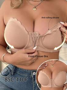 Áo ngực cỡ lớn cho nữ cài trước, áo ngực Bandeau thoải mái có hoặc không có gọng, áo ngực hở lưng - Màu be - Xem 3