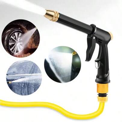 1pc Pressure Car Wash Water Gun, Plastic Body, Garden Hose Nozzle, Garden Sprinkler, Multi-Functional Watering Tool, Heavy Duty Cleaning