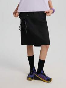 TECTOP 1pc Women's Outdoor Cargo Skirt With Detachable Pouch, Slimming Mid-Length Casual Sports Straight Skirt, Spring/Summer