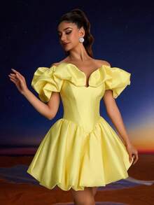 Toosun Yellow Summer Mini Prom Dress, Corset Suitable For Music Festivals, Graduations, Homecomings, Parties And More, Party Dress, Wedding Guest Dress - Yellow - View 10