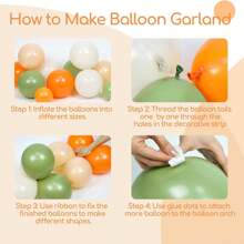 141 件小可爱橙色和白色气球拱门花环套件，带鼠尾草绿橙色裸沙白色气球，适用于生日派对小可爱淋浴装饰 - 豆綠橙膚色沙白 - 查看 6