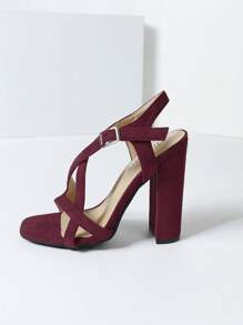 Timesize 条纹罗马风格女士凉鞋，玫瑰红色粗跟办公鞋，正装鞋，婚鞋，酒红色高跟凉鞋，新品