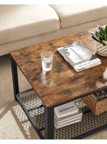 VASAGLE Coffee Tables, Customisable Rectangular Tables, Modern Style, For Living Room, Bedroom, Study, Rustic Brown - Rust Brown - View 3