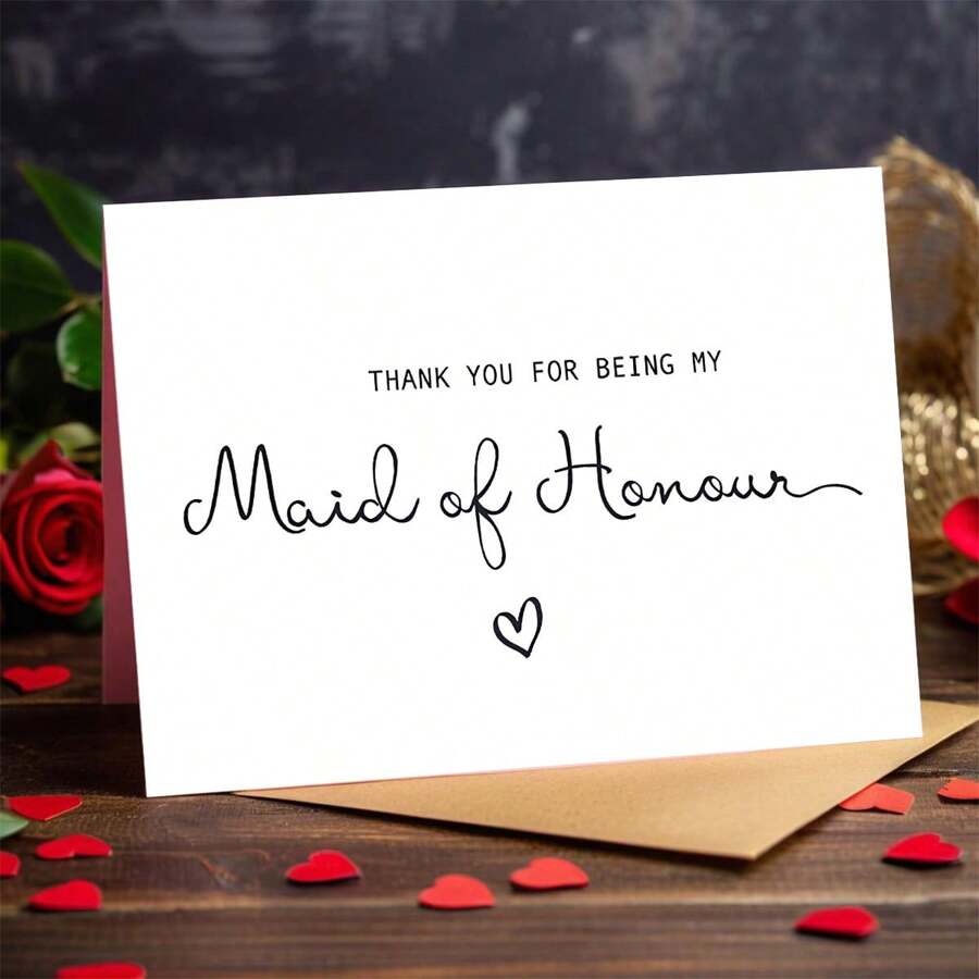 1pc, A Sincere Wedding Card, Thank You Card, (With Envelope) High Quality Paper , 'THANK YOU FOR BEING MY MAID OF HONOUR' For Wedding Site And Wedding End, Perfect Gift For Bridesmaids, Perfect Choice For Wedding Invitation Bridesmaids Good Card (12cm/4.7in X 17cm/6.7in) Inch X 17cm/6.7 Inch)