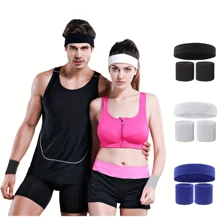 Set Of Unisex Sports Headbands And Hand Straps - 1-3 Pieces, Solid Color, Medium Stretch Polyester, Sweat-Absorbent Sports Gear, Suitable For Running, Yoga, Outdoor Activities, Basketball, Volleyball, Badminton - Not Charged