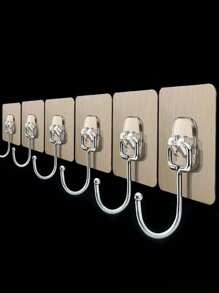 10 个透明钢强力胶挂钩厨房浴室门收纳挂钩墙壁粘钩插座架，大号粘钩防水墙钩重型 22 磅不锈钢挂钩厨房浴室家用，强力透明挂钩厨房透明无缝挂钩浴室挂钩无需打孔墙门后隔间，门后挂 - 彩色 - 查看 5