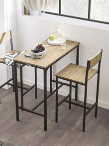 SoBuy OGT03 Bar Table Set 3-Piece Bistro Table Balcony Furniture Bistro Furniture Dining Table - Grey - View 2