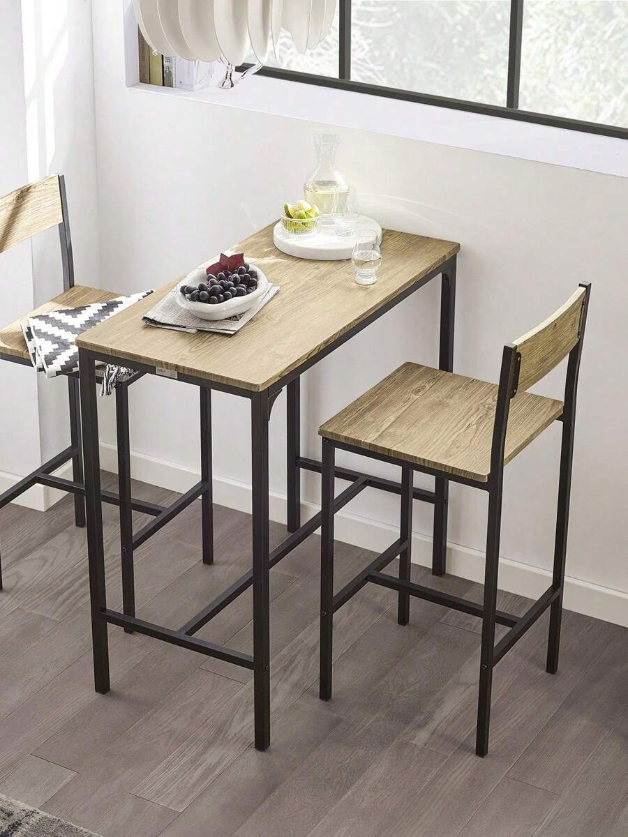 SoBuy OGT03 Bar Table Set 3-Piece Bistro Table Balcony Furniture Bistro Furniture Dining Table