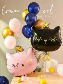 Decoração de Aniversário Conjunto para Fotografia: Coroa, Balão de Gato, Decoração de Festa, Balão de Gato, Coroa de Gato Preto, Balão de Folha, Decoração de Balão para Feriado e Jardim