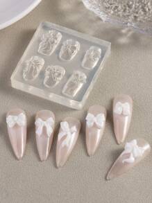 1 Stück 3D Schleifen-Nagel-Schnitzform, Relief Schleifenmuster Design Vorlage, DIY Nail Art Ausformungswerkzeug, Nagelzubehör, Nagelwerkzeuge, Nail Art Werkzeuge, Schulanfang, Nägel, Nagelwerkzeuge für Aufklebe-Nägel