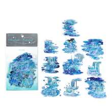 20pcs Set Transparent Rainwater Ice Crystal Shell Sticker Pack, Borderless Water Language Series, Scrapbooking Decorative Stickers,School Supplies,Back To School