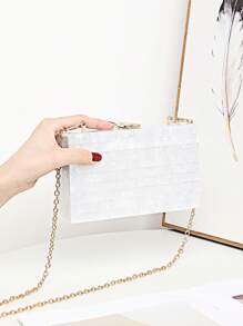 Women's Acrylic Patchwork Mini Clutch - White - View 3