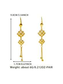 2 件时尚镂空花朵设计 24K 镀金耳环，送给女朋友、妻子、朋友、节日、生日的礼物，适合女士和女孩日常和节日佩戴 - 花型 - 查看 6