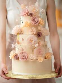 1pc Cakebon Round Cake Drum, 12 Inch Diameter, 1/2 Inch Thick, Sturdy Cake Corrugated Paperboard For Multi-Tier Cake, Suitable For Birthday Party, Family Gathering, Wedding Cake Decoration, Baking Decoration Tray