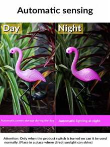 3 Piezas/1 Pieza Nuevas Luces de jardín con forma de flamenco alimentadas por energía solar, decoraciones de jardín, imitaciones de animales, luces de estaca LED a prueba de agua para exteriores, decoraciones para exteriores, creando una atmósfera ambiente. Adecuadas para decorar jardines, patios, estanques, porches y patios traseros. Un gran regalo para la familia en Navidad y Acción de Gracias.