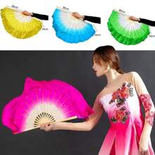 中国短肚皮舞扇子30cm竹扇+10cm半圆丝扇一对秧歌舞竹扇手工染成人热卖 - 彩色 - 查看 5