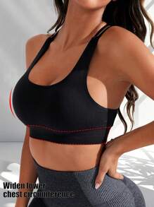 Sujetador deportivo de yoga con soporte extraíble, sujetador deportivo push-up para correr y hacer ejercicio para mujeres - Negro - Ver 5
