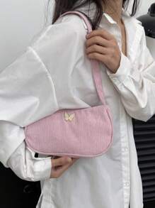 Bolso de hombro ligero y casual de unicolor, adecuado para el uso diario de las mujeres en primavera y verano - Rosa - Ver 3