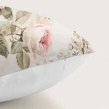 1 pieza Funda de cojín decorativo grande con estampado de rosa rosa, material de terciopelo durazno, impresión de un solo lado, 45*45cm, adecuado para sala de estar, dormitorio, sofá, uso en el hogar, regalo