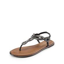 Women's Flat Sandals Dressy Summer Stappy Comfortable Ankle Elastic T-Strap Beach Thong Sandals - màu đen - Xem 4