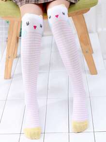 1 Pair Cartoon Children Breathable Knee-High Socks, Suitable For Everyday Wear