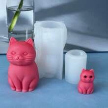 全新可爱迷你 3D 硅胶猫蜡烛模具，DIY 家居装饰配件硅胶模具