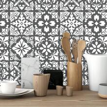 24/48/72/96/120 Seamless Antique Floral Tile Stickers For Kitchen, Stair Stickers 15cmx15cm (6")Peel And Stick Wall Tiles For Stairs, Removable Stick On Kitchen Tiles, DIY Tile Stickers Bathroom, Water & Heat Resistant Stick On Tiles Peel And Stick Backsplash, Wall Tiles Self Adhesive Tile Sticker For Stairs, Bathroom, Kitchen Renovation