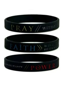 1 pièce/3 pièces Bracelets en caoutchouc silicone Bible Pray Power of Faith