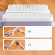 1pc One Click Cleaning Telescopic Massage Comb, Household Anti-Static Comb, Bathroom Supplies
