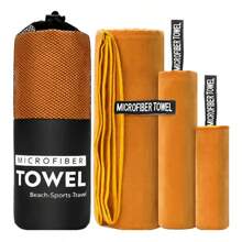 Microfiber Towel Perfect Travel & Gym & Camping Towel. 3 Packs Fast Drying Towels (31.5" X70.8'') With Face/Hand Towel (15" X15'' And 15.7" X31.5'' ) Quick Dry - Super Absorbent - Ultra Compact - Lightweight. Suitable For Trip, Beach, Shower, Backpacking, Pool,Orange - Orange - View 7