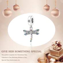 PARCOM 1pc Fashionable Silver Pendant Chain With DIY Pave Dragonfly Pendant, Perfect Jewelry Gift For Birthday, Holiday, Suitable For Bracelet And Necklace Accessories