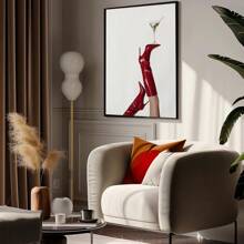 1 件，帆布悬挂，带框装饰画，海报，墙壁艺术，红色靴子马提尼经典，复古时尚主题，红色靴子，酒杯壁挂装饰，适用于家庭办公室、客厅、卧室、浴室、餐厅 - 室内纵向方向 - 送给艺术爱好者和家居装饰爱好者的完美礼物 - 彩色 - 查看 10