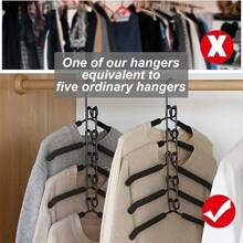 1 Pc Space-Saving 5-Layer Magic Hanger - Non-Slip, Foldable Metal Clothes Organizer For Dorms & Wardrobes - Black - View 9