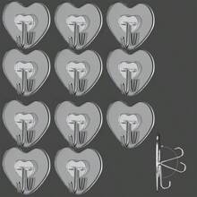 透明塑料吸盘挂钩 - 牢固、防水、厨房和浴室用塑料心形实用挂钩、壁挂式储物架、强力粘性透明墙钩 - 無色 - 查看 3