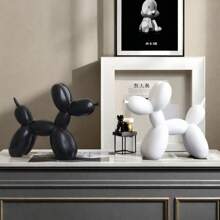 1 pieza Estatua de perro globo de resina, decoración moderna del hogar para sala de estar, dormitorio, estantería, escritorio, estatua de arte animal minimalista, mejor regalo