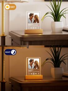 A Personalized Collage Photo LED Night Light For Couples, Custom Acrylic Night Light With Photos And Text, Customized Photo Lamp, Personalized Photo Collage LED Light, Couple Photo Frame, Multi-Functional, Ornamental, Reusable, Exquisite, Stylish, High-Quality, Colorful, Modern, Ideal Gifts For Her, Boyfriend, Dad, Girlfriend, Mom, Family, Friends, Tea Room