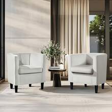 Velvet Accent Chair, Modern And Comfortable Armchairs, Upholstered Barrel Sofa Chair For Living Room Bedroom Waiting Room, Beige, 2pcs