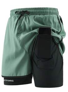 1pc Women's Summer Fitness Shorts With Attached Leggings, Anti-Chafing Running Pants For Workouts