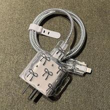 Set de 5 piezas de protectores de cargador y cable en estilo lazo negro transparente, compatibles con 14 Pro Max/13/12/11 con cargador rápido de 18/20W, para prevenir que el cable se rompa, regalo perfecto para ella o él - Multicolor - Ver 8