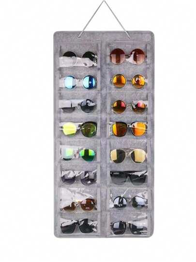 16pcs Felt Eyeglasses Hanging Bag With Pockets, Fashion Glasses & Jewelry Storage Pouch, Multi-Purpose, Suitable For Wardrobe/Bedroom, Gender Reveal Party, Birthday, Wedding, Gathering, Perfect Gift For Coworkers, Friends And Family, Ideal For Back To School Season