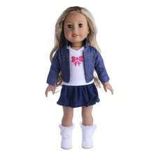 18'' Doll Clothes Outfit Dress Clothes For American Girl Our Generation My Life Doll Christmas Gift - Màu xanh lam - Xem 2