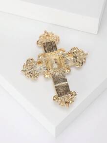 Fashionable Rhinestone Cross Brooch For Women Dress Suit Pin Accessories Party Banquet Gift