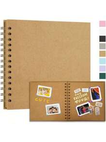 1 PC 7x7 Inch 40 Blank Pages DIY Scrapbook Album Hardcover Kraft Paper Scrap Book Photo Albums For Wedding Birthday Party, Black