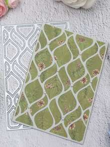 1pc Square Background With Wavy Style Cutting Mold Handmade DIY Cutting Mold Scrapbook Background Decoration Embossed Template Can Be Used For Photo Album Holiday Card Making - Silver - View 1