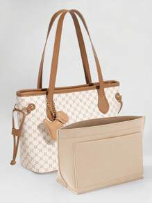 1PC Khaki Veelzijdige Vilt Opbergtas, Binnentas, Canvas Tas, Tote Bag, Kleine Tas, Binnentas Opbergtas, Tas Ondersteuning Organiserende Opbergtas, Kleine Tas In Grote Tas, Geschikt Voor Het Opbergen Van Sleutels, Telefoons En Andere Diverse Artikelen, Geschikt Voor Tote Bags En Canvas Tassen, Waardoor De Tas Stijlvoller En Handiger Wordt Voor Opslag En Classificatie