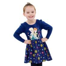Disney Frozen Dress | Anna And Elsa Girls' Long Sleeve Skater Dress | Kids' Dresses - Multicolor - View 2