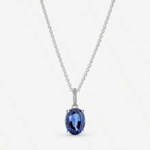 Joyería de plata de ley 925 100% apta para hacer collares estilo original pote 1:1, apropiada para que las mujeres hagan joyas, collar con gema azul apto para regalar el Día de San Valentín y Navidad a las personas que le gustan