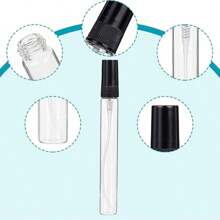 20pcs 10ml/5ml Mini Glass Black Cap Perfume Spray Bottles, Includes 4 Accessories - 2 Funnels, 2 Droppers, Suitable For Decanting Perfumes, Easy To Carry, Airplane-Friendly
