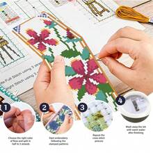 Kit de arte faça você mesmo com 6 peças/conjunto de marcadores de ponto cruz floral de desenho animado - Inclui marcadores de ponto cruz com padrão floral de tulipa e girassol - Contém 6 panos de ponto cruz impressos, linhas de bordado abundantes, ferramentas de costura (cor aleatória) e instruções em inglês - Fácil para iniciantes e amantes de artesanato - Pode ser usado como marcadores de página e decoração de casa, presentes - Multicolorido - Ver 7